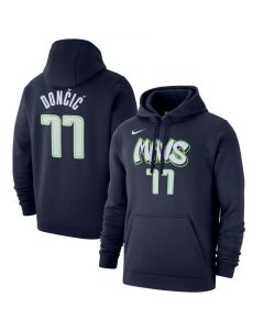 Men's Dallas Mavericks #11 Luka Doncic Navy City Edition Name & Number Pullover Hoodie