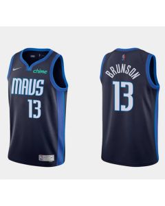 Men's Dallas Mavericks #13 Jalen Brunson Navy Stitched Basketball Jersey