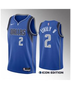 Men's Dallas Mavericks #2 Dereck Lively II Blue 2023 Draft Icon Edition Stitched Basketball Jersey
