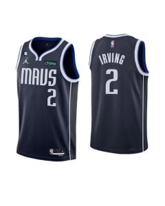 Men's Dallas Mavericks #2 Kyrie Irving Navy Statement Edition With No.6 Patch Stitched Basketball Jersey