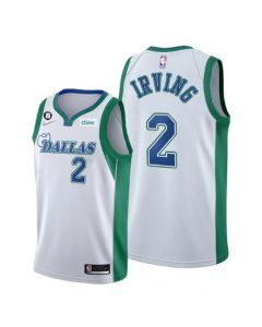 Men's Dallas Mavericks #2 Kyrie Irving White 2021/22 City Edition With No.6 Patch Stitched Basketball Jersey