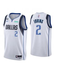 Men's Dallas Mavericks #2 Kyrie Irving White Association Edition With No.6 Patch Stitched Basketball Jersey