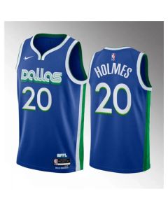 Men's Dallas Mavericks #20 Richaun Holmes Blue 2023 Draft City Edition Stitched Basketball Jersey