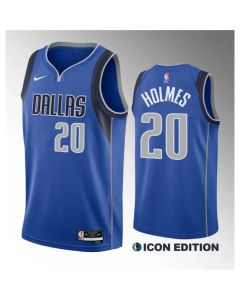 Men's Dallas Mavericks #20 Richaun Holmes Blue 2023 Draft Icon Edition Stitched Basketball Jersey