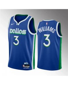 Men's Dallas Mavericks #3 Grant Williams Blue City Edition Stitched Basketball Jersey