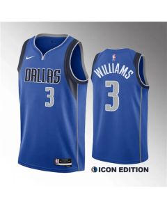 Men's Dallas Mavericks #3 Grant Williams Blue Icon Edition Stitched Basketball Jersey