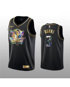 Men's Dallas Mavericks #3 Trey Burke 2021/22 Black Golden Edition 75th Anniversary Diamond Logo Stitched Basketball Jersey