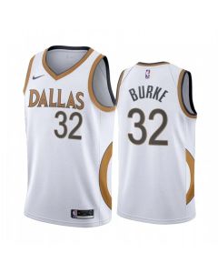 Men's Dallas Mavericks #32 Trey Burke 2020 White City Edition Stitched Jersey