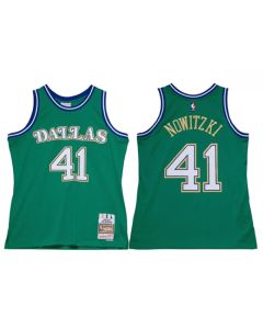 Men's Dallas Mavericks #41 Dirk Nowitzki Green Stitched Jersey