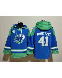 Men's Dallas Mavericks #41 Dirk Nowitzki Royal Ageless Must-Have Lace-Up Pullover Hoodie
