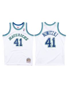 Men's Dallas Mavericks #41 Dirk Nowitzki White 1998-99 Stitched Jersey