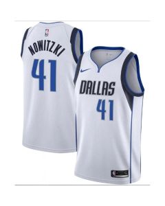Men's Dallas Mavericks #41 Dirk Nowitzki White Association Edition Swingman Stitched Jersey