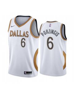 Men's Dallas Mavericks #6 Kristaps Porzingis 2020 White City Edition Stitched Jersey