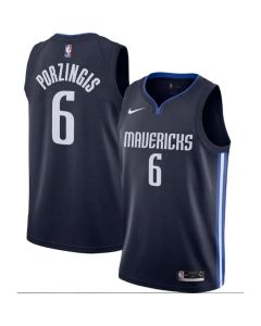Men's Dallas Mavericks #6 Kristaps Porzingis Navy Statement Edition Stitched Jersey