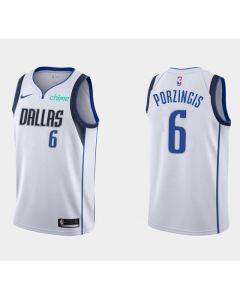 Men's Dallas Mavericks #6 Kristaps Porzingis White Stitched NBA Jersey