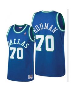 Men's Dallas Mavericks #70 Dennis Rodman Blue Throwback Stitched Jersey