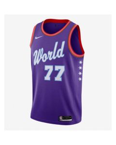 Men's Dallas Mavericks #77 Luka Doncic 2020 Purple Rising Star World Team StitchedJersey