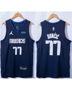 Men's Dallas Mavericks #77 Luka Doncic 75th Anniversary Navy Stitched Basketball Jersey