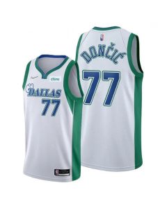 Men's Dallas Mavericks #77 Luka Doncic 75th Anniversary White City Edition Stitched Basketball Jersey