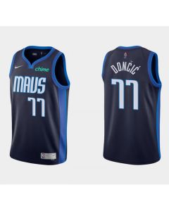 Men's Dallas Mavericks #77 Luka Doncic Black and Blue Stitched Jersey