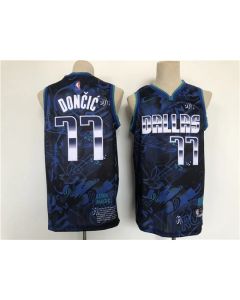 Men's Dallas Mavericks #77 Luka Doncic Black Stitched Basketball Jersey