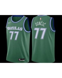Men's Dallas Mavericks #77 Luka Doncic Green Classic Edition Stitched Basketball Jersey