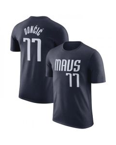 Men's Dallas Mavericks #77 Luka Doncic Navy 2022/23 Statement Edition Name & Number T-Shirt