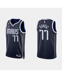 Men's Dallas Mavericks #77 Luka Doncic Navy Statement Edition With NO.6 Patch Stitched Basketball Jersey