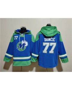 Men's Dallas Mavericks #77 Luka Doncic Royal Ageless Must-Have Lace-Up Pullover Hoodie