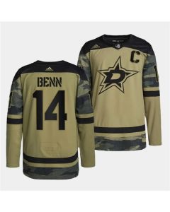 Men's Dallas Stars #14 Jamie Benn 2022 Camo Military Appreciation Night Stitched Jersey