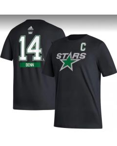Men's Dallas Stars #14 Jamie Benn Black With C Patch T-Shirt