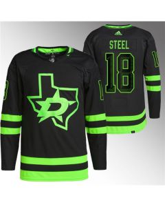 Men's Dallas Stars #18 Sam Steel Black Stitched Jersey