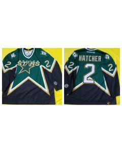 Men's Dallas Stars #2 Derian Hatcher Green Captain Stitched Jersey