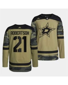 Men's Dallas Stars #21 Jason Robertson 2022 Camo Military Appreciation Night Stitched Jersey