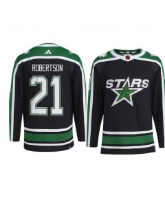 Men's Dallas Stars #21 Jason Robertson Black 2022-23 Reverse Retro Stitched Jersey