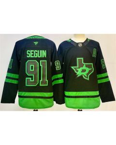 Men's Dallas Stars #91 Tyler Seguin Black 2024-25 With A Patch Alternate Stitched Hockey Jersey