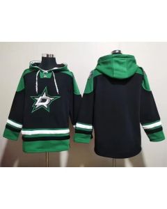 Men's Dallas Stars Blank Black Green Lace-Up Pullover Hoodie