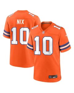 Men's Denver Broncos #10 Bo Nix Orange Mile High Collection 1977 Throwback Player Game Jersey