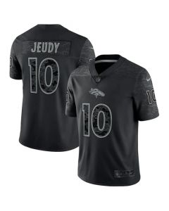 Men's Denver Broncos #10 Jerry Jeudy Black Reflective Limited Stitched Football Jersey