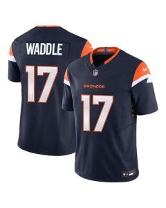 Men's Denver Broncos #17 Jaylen Waddle Navy Vapor F.U.S.E. Limited Stitched Football Jersey (Navy)
