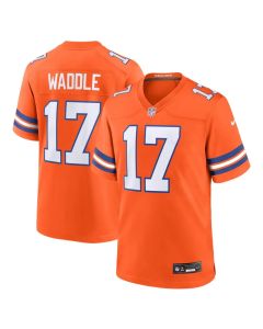 Men's Denver Broncos #17 Jaylen Waddle Orange Mile High Collection 1977 Throwback Player Game Jersey