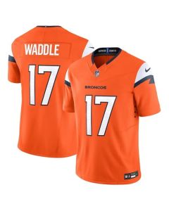 Men's Denver Broncos #17 Jaylen Waddle Orange Vapor F.U.S.E. Limited Stitched Football Jersey