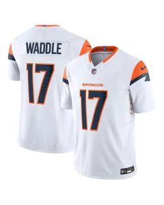 Men's Denver Broncos #17 Jaylen Waddle White Vapor F.U.S.E. Limited Stitched Football Jersey (White)