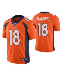 Men's Denver Broncos #18 Peyton Manning Orange 2019 100th Season Vapor Untouchable Limited Stitched NFL Jersey