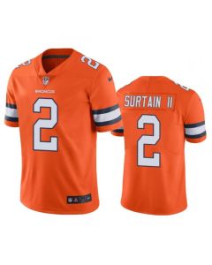 Men's Denver Broncos #2 Patrick Surtain II 2021 Orange Color Rush Stitched Football Jersey