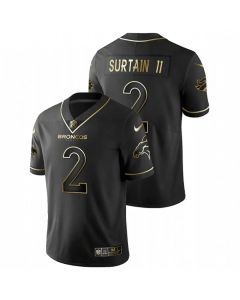 Men's Denver Broncos #2 Patrick Surtain II Black Golden Edition Stitched Jersey