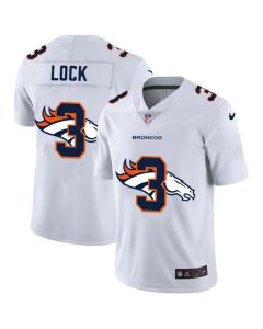 Men's Denver Broncos #3 Drew Lock White Shadow Logo Limited Stitched Jersey