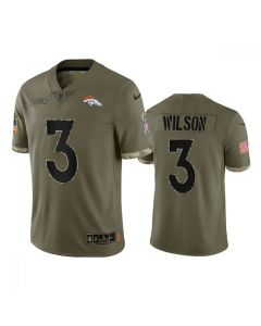 Men's Denver Broncos #3 Russell Wilson 2022 Olive Salute To Service Limited Stitched Jersey