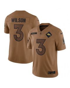 Men's Denver Broncos #3 Russell Wilson 2023 Brown Salute To Service Limited Stitched Football Jersey