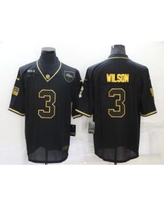 Men's Denver Broncos #3 Russell Wilson Black/Gold Salute To Service Limited Stitched Jersey